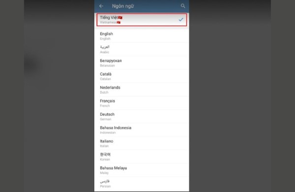 Truy cập mục Cài đặt xem ngôn ngữ bằng tiếng Việt