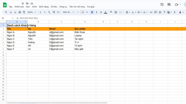 Mở bảng tính cần cố định cột