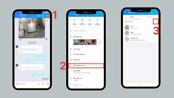 Chọn Xem thành viên và nhấn vào biểu tượng dấu ba chấm