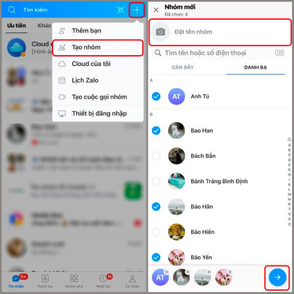 Tạo nhóm mới khi khi không thể copy nhóm Zalo