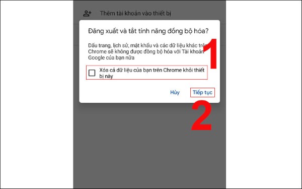 Chọn Xoá dữ liệu khỏi thiết bị này