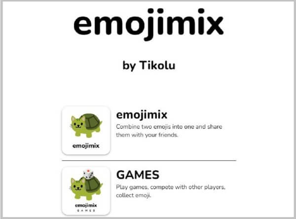 Phiên bản website của emojimix thao tác nhanh mà không cần tải về