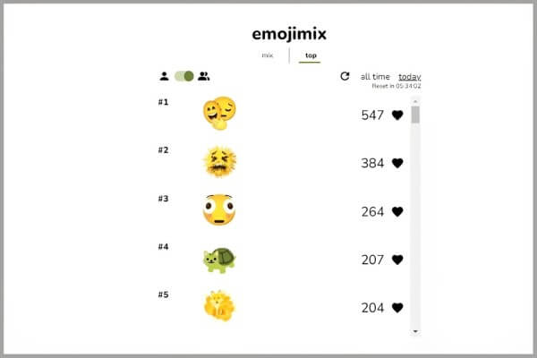 Tham khảo mục Top Emoji của ứng dụng