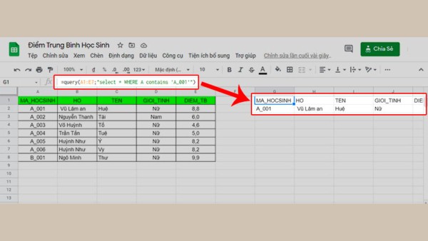 Câu lệnh CONTAINS