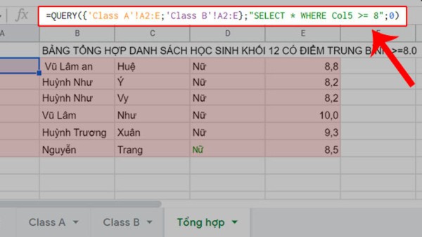 Hàm giúp gộp dữ liệu từ nhiều bảng tính
