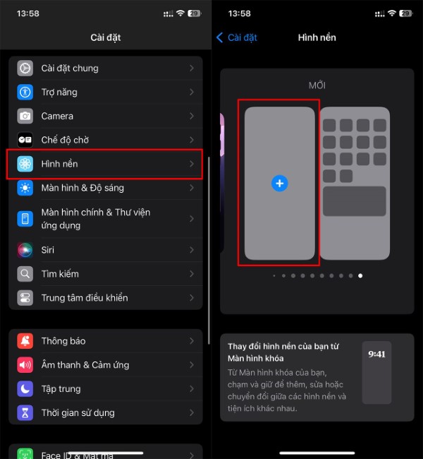 Mở Cài đặt → chọn Hình nền