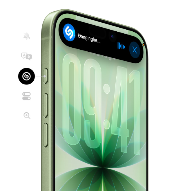 nút tác vụ iPhone 17 màu xanh lá xô thơm