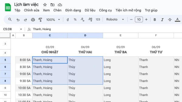 Bôi đen vùng cột mà bạn muốn cố định quyền chỉnh sửa