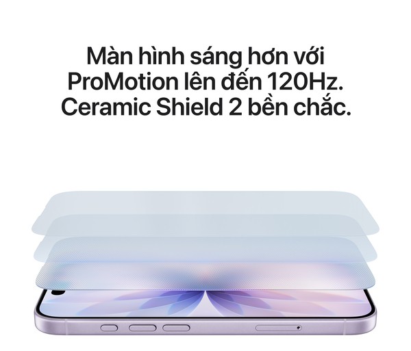màn hình iPhone 17 có thêm công nghệ ProMotion với tần số quét 120Hz