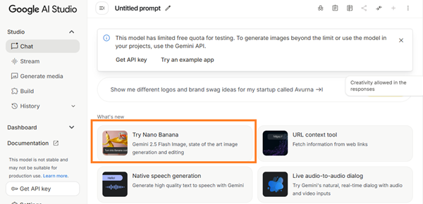 Nhấn chọn mục Hãy thử Nano Banana để mở công cụ
