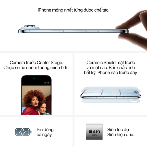 Cả hai phiên bản đều sử dụng chip A19 Pro mạnh mẽ