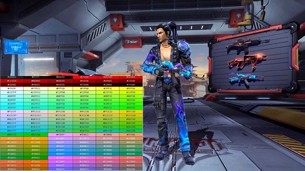 Bảng màu Free Fire tập hợp các mã màu thiết lập sẵn