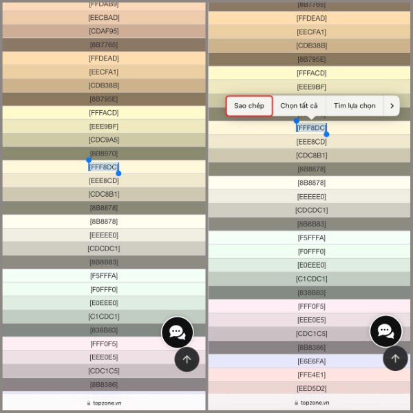 Nhấn Sao chép mã
