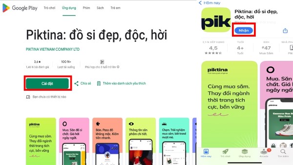 Ứng dụng pass đồ thời trang Piktina