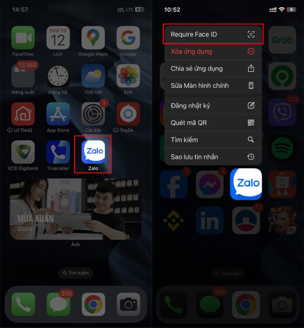 Nhấn chọn Require Face ID