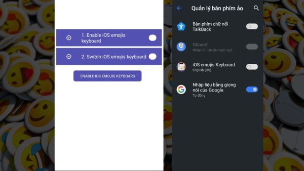 Chọn Enable iOS Emoji Keyboard