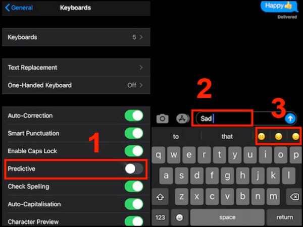 Bật mục Dự đoán (Predictive)