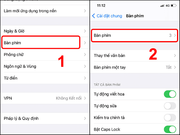 Mở Bàn phím > nhấn Bàn phím