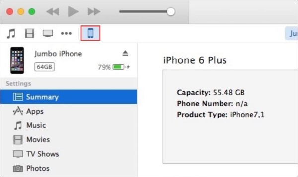 Mở iTunes > chọn biểu tượng điện thoại