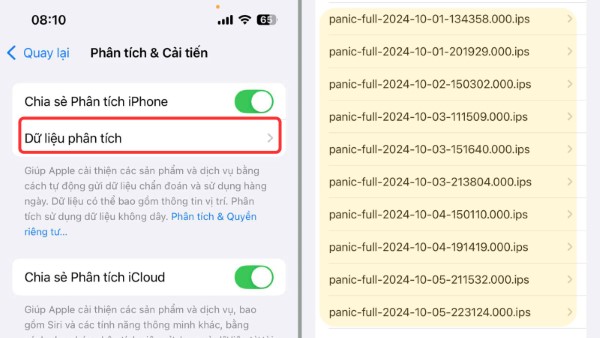 Cách đọc file panic-full tại mục Dữ liệu phân tích