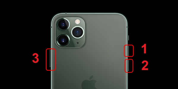 Nhấn và thả nhanh nút tăng/giảm âm lượng và nhấn giữ nút nguồn