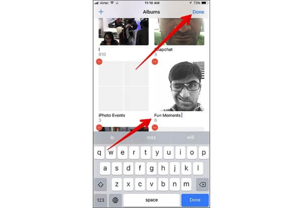 Đổi tên album và nhấn “Xong” (Done)