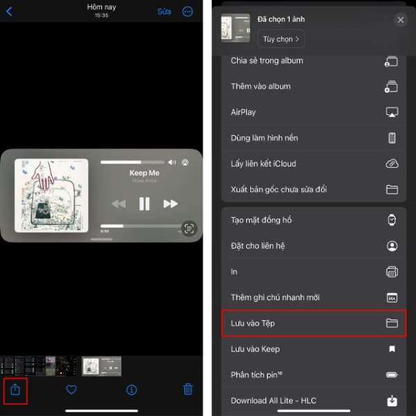 Nhấn biểu tượng chia sẻ (Share)