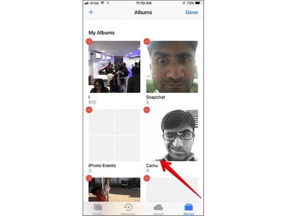 Chạm vào tên album muốn chỉnh sửa