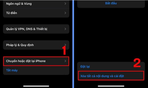Chọn Chuyển hoặc Đặt lại iPhone