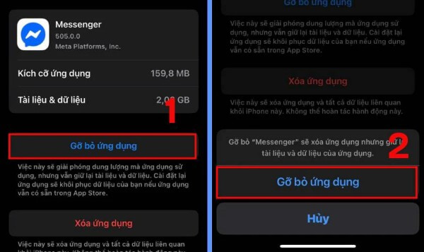 Chọn Gỡ bỏ ứng dụng