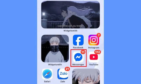 Nhấn giữ vào biểu tượng Messenger 