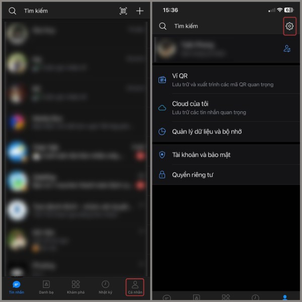 Chọn Cá nhân > Cài đặt 