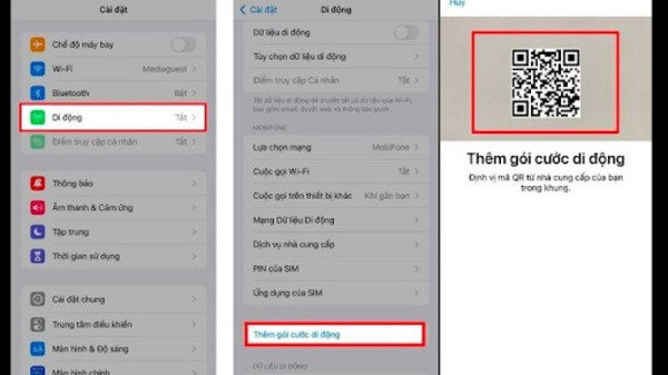  Nhấn vào Thêm gói cước di động