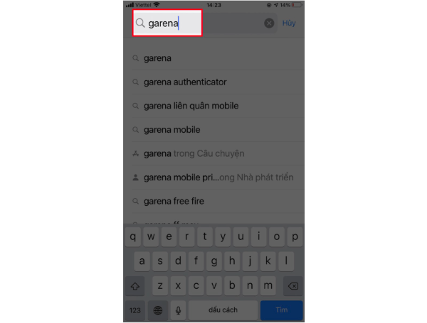 Nhập từ khóa Garena
