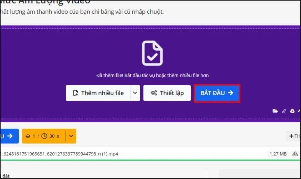 Nhấn BẮT ĐẦU