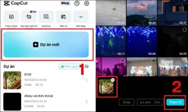 Chọn Dự án mới