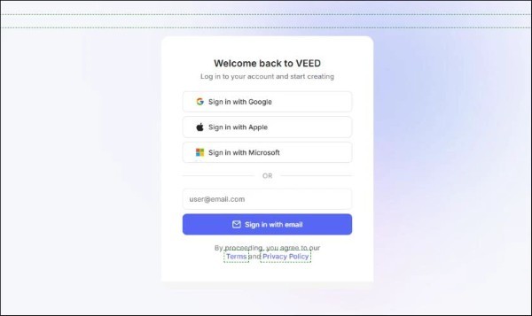 Truy cập Veed.io rồi đăng nhập bằng tài khoản 