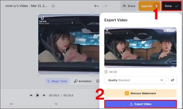 Nhấn Done > chọn Export Video