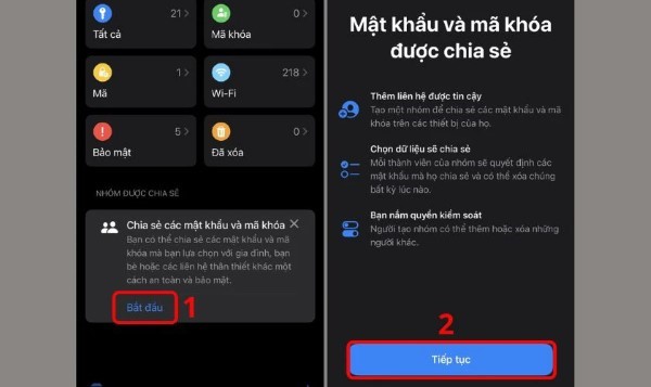 Chọn Nhóm được chia sẻ > nhấn Bắt đầu