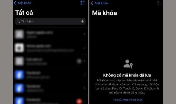 Mở “Tất cả” để hiển thị các mật khẩu đã lưu