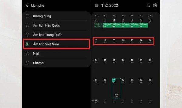 Chọn Âm lịch Việt Nam