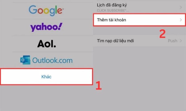 Chọn Khác > chọn Thêm tài khoản
