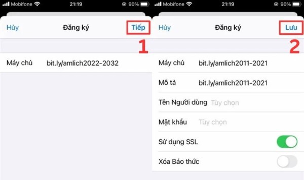 Chọn Lưu để hoàn tất cài đặt