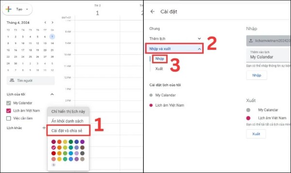 Mở mục Nhập và xuất > Chọn Nhập