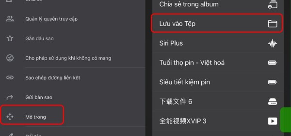 Chọn Mở trong... > nhấn Lưu vào tệp