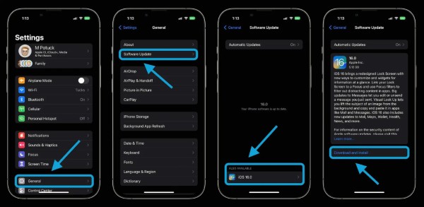 Các bước cập nhật phiên bản iOS 16 thủ công 