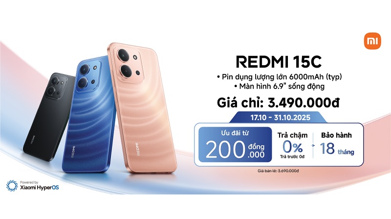 mở bán Xiaomi Redmi 15C