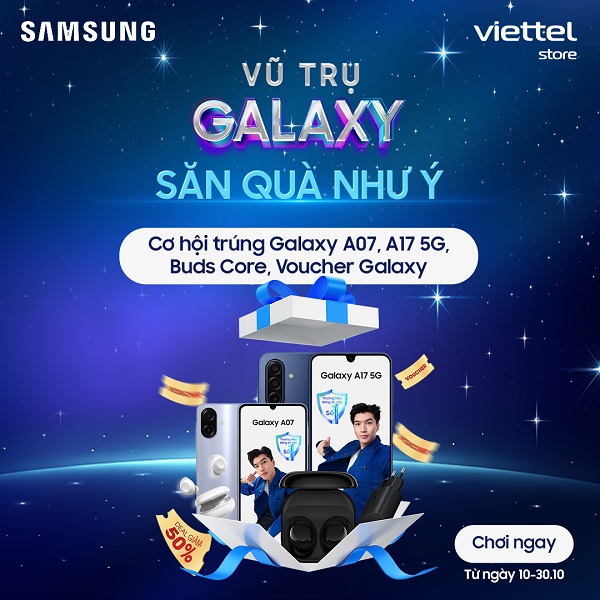 Vũ trụ Galaxy - Săn quà như ý, cơ hội trúng Galaxy A07, A17 5G, Galaxy Buds Core khi chơi minigame cực dễ