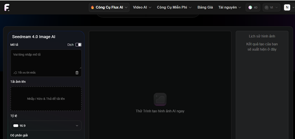 Đăng nhập vào nền tảng Seedream 4.0 để bắt đầu quá trình tạo ảnh