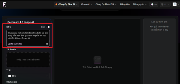 Xây dựng câu lệnh trong phần Mô tả